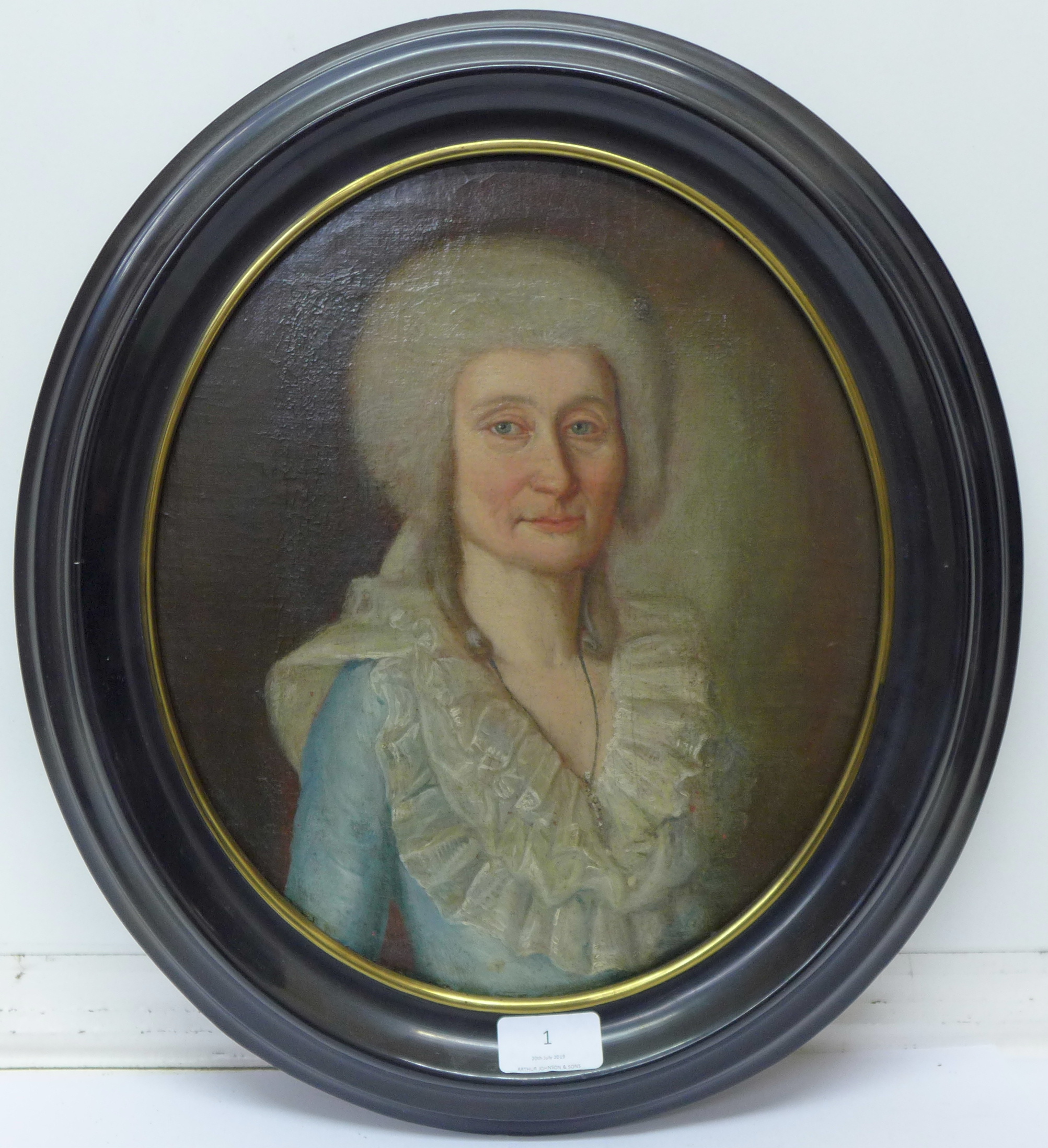 Danish School (18th Century), half length portrait of a lady, oil on canvas, framed, - Image 2 of 4