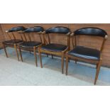 A set of four Danish teak chairs, designed by Johannes Anderson, manufactured by BRDR, Andersen,