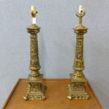 A pair of French style gilt metal table lamps