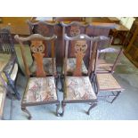 A set of four Queen Ann style dining chairs and two others