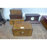 Three inlaid work boxes,