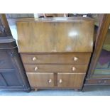 An Art Deco walnut bureau