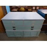 A painted pine plan chest