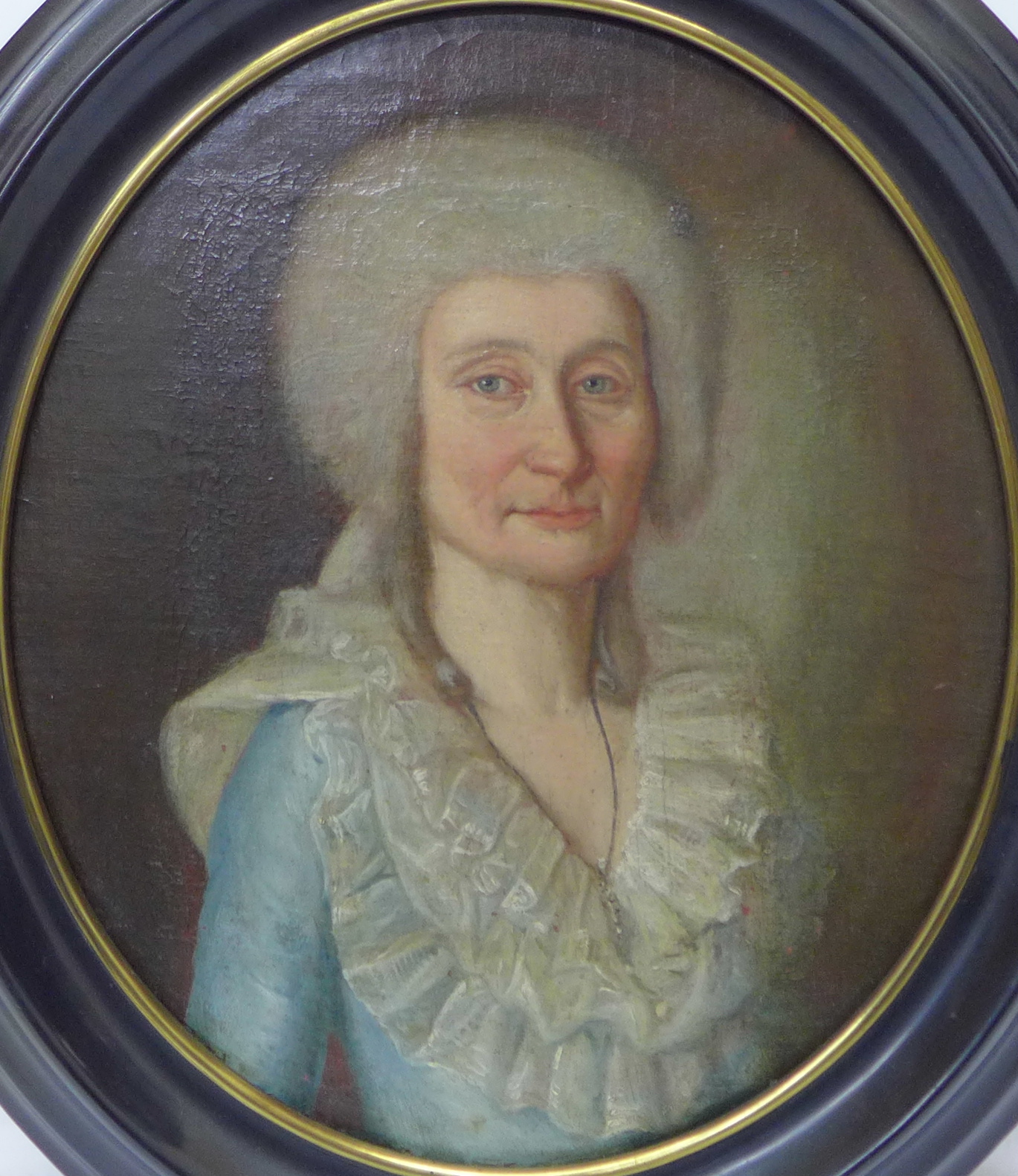 Danish School (18th Century), half length portrait of a lady, oil on canvas, framed,