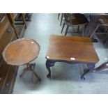 A yew wood wine table and a mahogany occasional table