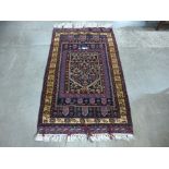 A Persian Belch rug, 100% wool, three carpet techniques; carpet, Kilim and hand embroidered,