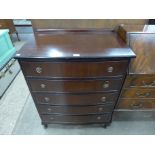 A mahogany chest of drawers