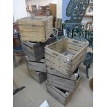 Seven wooden crates