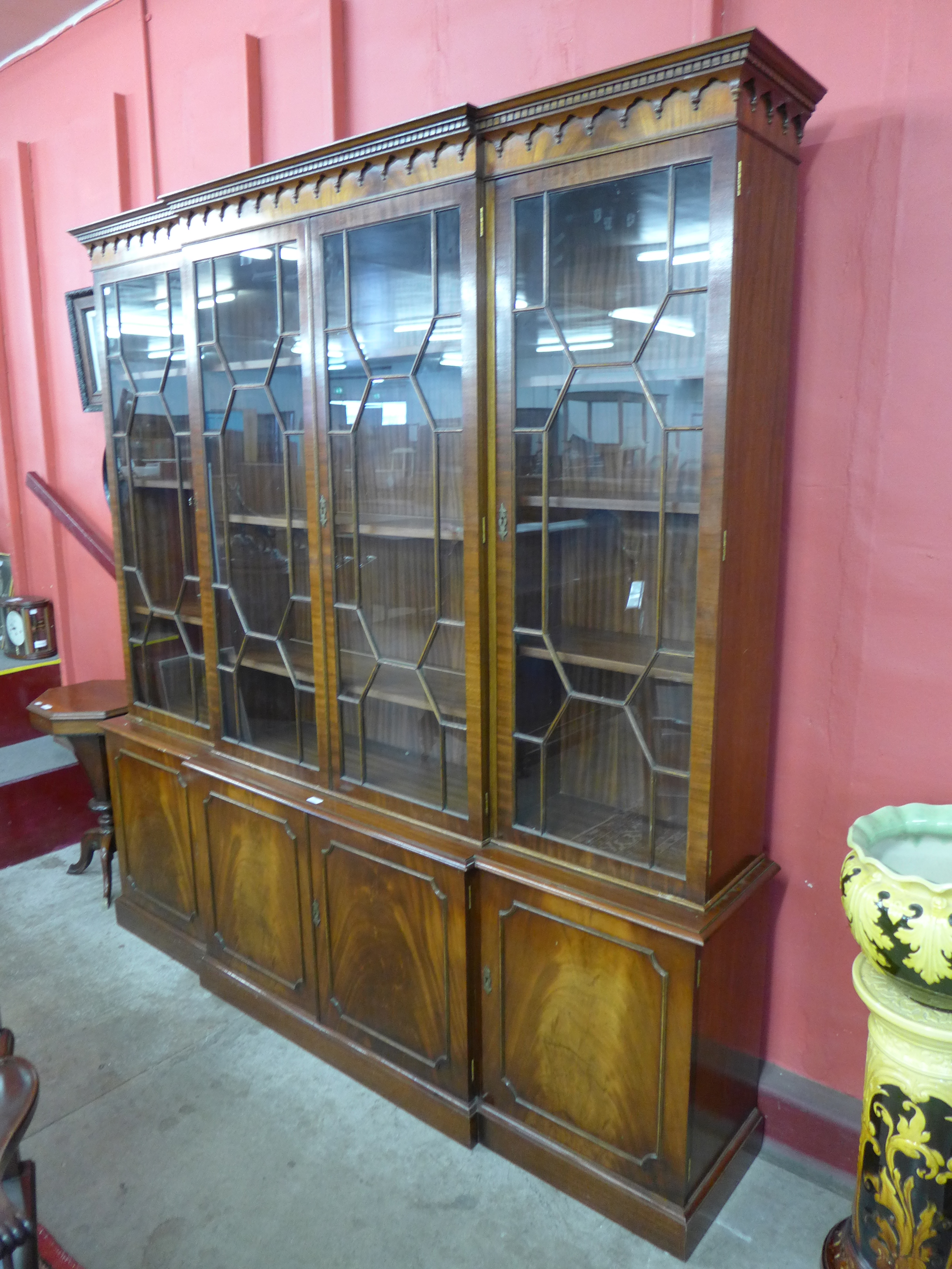 A mahogany four door breakfront bookcase - Image 2 of 2