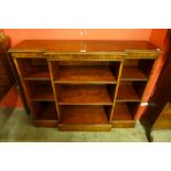 A walnut breakfront bookcase