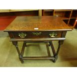 A George III oak single drawer side table