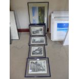 A set of eight Nottingham pictures and a print of Nottingham From The East, all framed