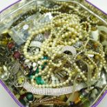 Costume jewellery, 2.06kg, including a 9ct gold and a yellow metal brooch, 4.