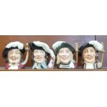 Four Royal Doulton Three Musketeers and D'Artagnan large character jugs