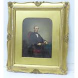 A framed and mounted overpainted cabinet card,