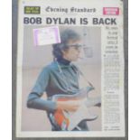 Bob Dylan; Pass out ticket and Evening Standard Souvenir Edition,