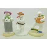 Three Coalport Characters The Snowman figures,