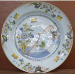 An English Delft polychrome charger, 34cm,