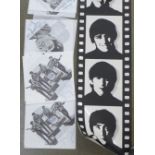 Five 1960's The Beatles napkins and a Hard Days Night window 'sticker'