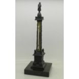 A cast metal model of Nelson's column with thermometer