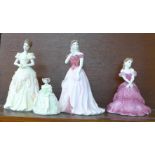 Four Coalport figures including Sarah, Figurine of the Year,