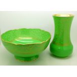 A Losol Ware vase and matching bowl,