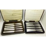 Silver handled butter knives, (6+5),