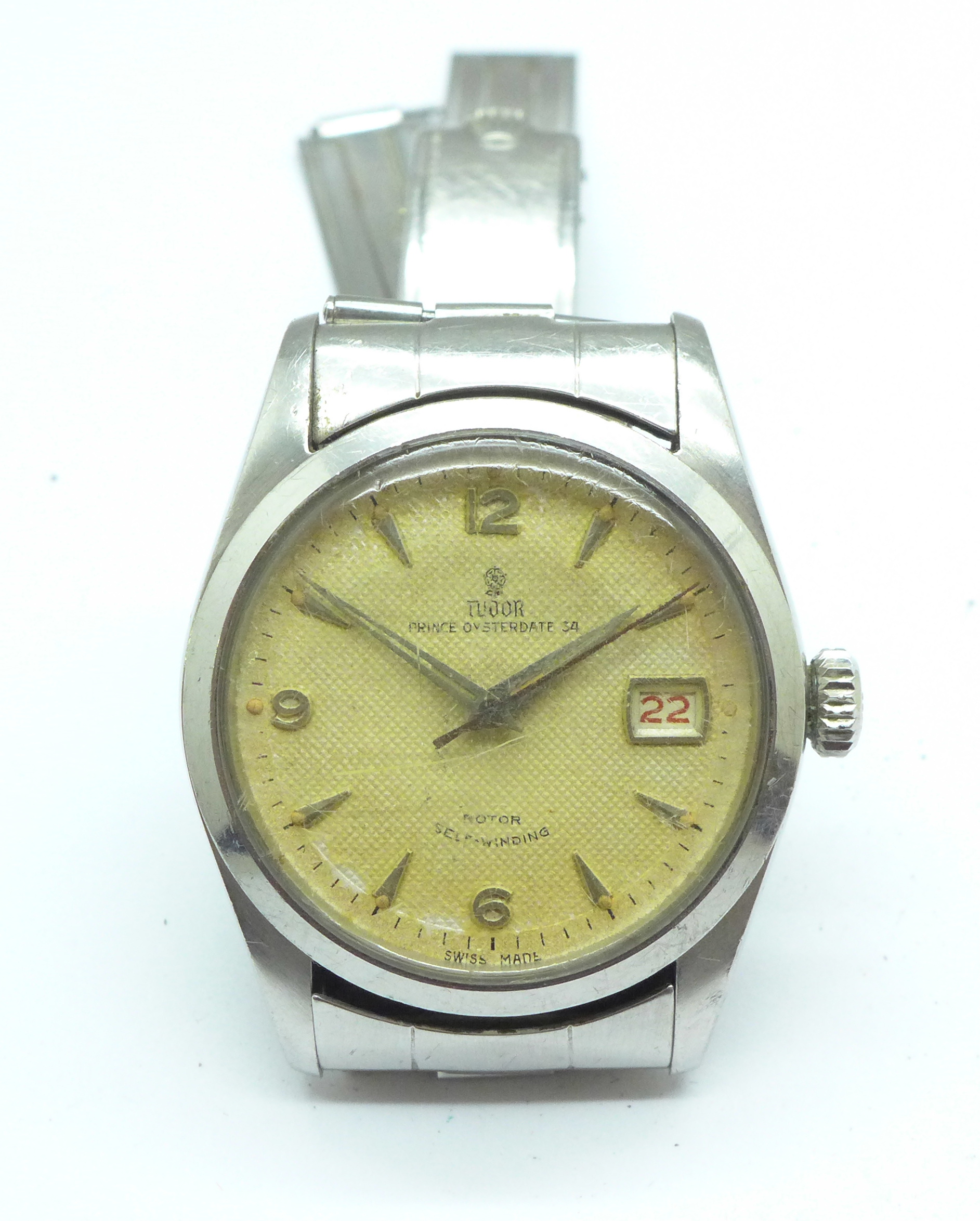 A gentleman's stainless steel Tudor Prince Oysterdate 34 date wristwatch with roulette date,