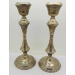 A pair of silver candlesticks, Birmingham 1972, 20.