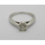 A 9ct white gold and diamond solitaire ring, 0.