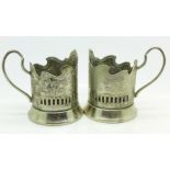A pair of Soviet period silver plated glass holders,