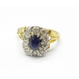 An 18ct gold, sapphire and diamond ring, 5.