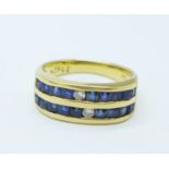 An 18ct gold, sapphire and diamond ring, 4.