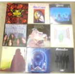 Fourteen rock LP records, Aerosmith, Deep Purple, John Mayall, etc.