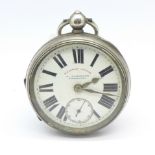 A silver cased Railway Lever pocket watch,