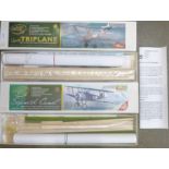 Two Aero Graphics model planes, Sopwith Camel and Sopwith Triplane,