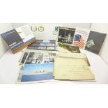 A collection of postcards and stamps