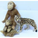 A 1950's or 1960's soft toy chimpanzee,
