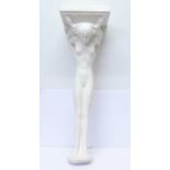 An Art Deco style plaster figural wall bracket,