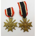 Two German War Merit Cross medals,