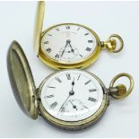 A gold plated full hunter pocket watch and a .