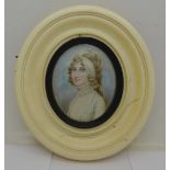 A Georgian portrait miniature in an oval ivory frame, miniature 5.