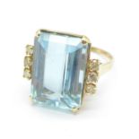 A 9ct gold, blue stone and diamond ring, 7g,