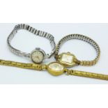 Three lady's wristwatches; Omega,