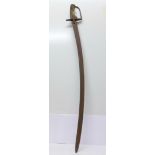 A 1788 pattern light cavalry sword, blade 91cm,