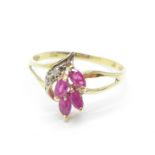 A 9ct gold, ruby and diamond ring, 1.