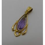 A 14ct gold and amethyst pendant, 1.