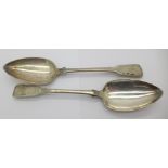 A pair of Georgian silver serving spoons, London 1812,