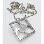 A Finnish 925 silver and rock crystal pendant and chain,