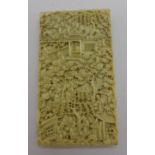 A 19th Century Chinese carved ivory card case, a/f,